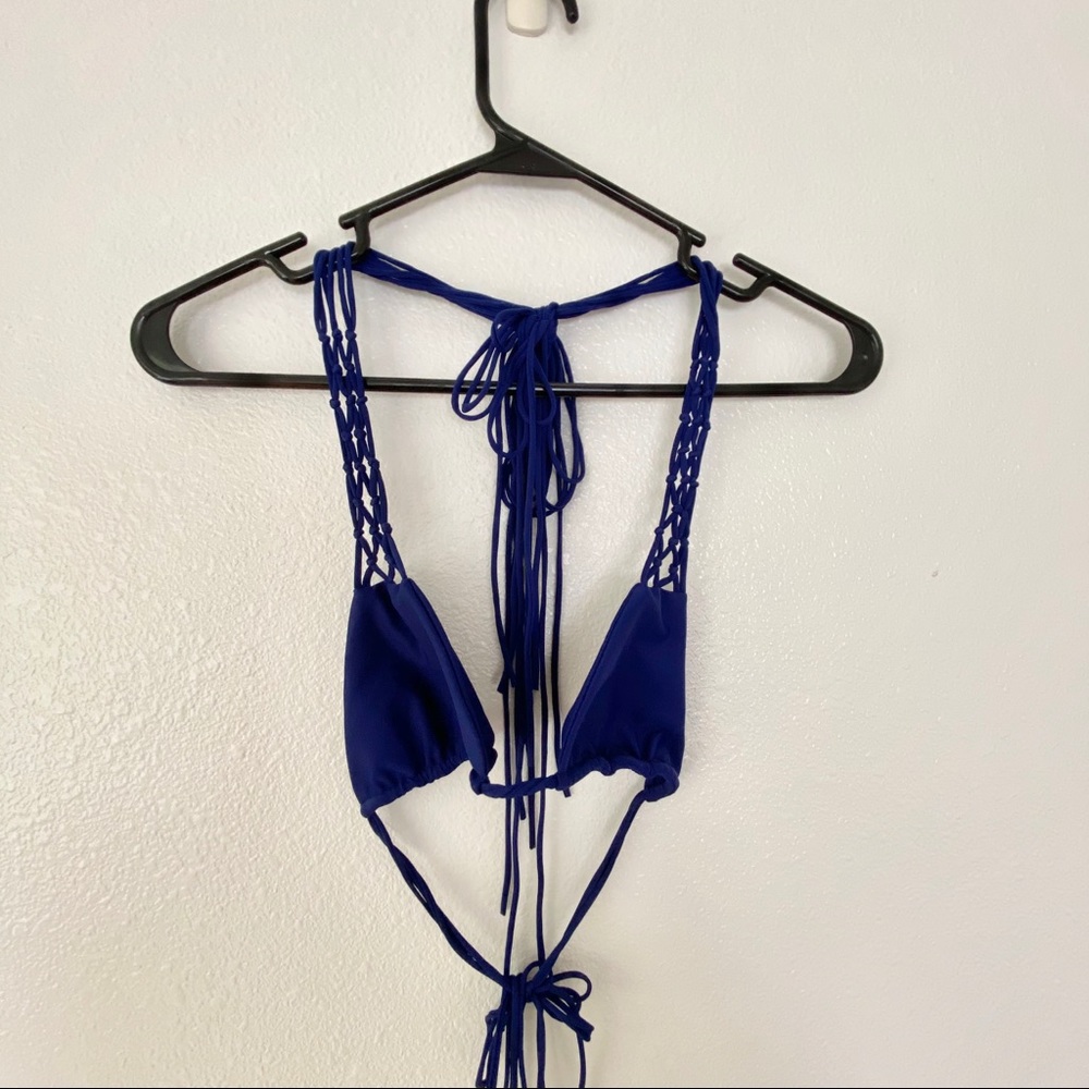 MIKOH Coconuts Triangle Bikini Top- Dark Sea